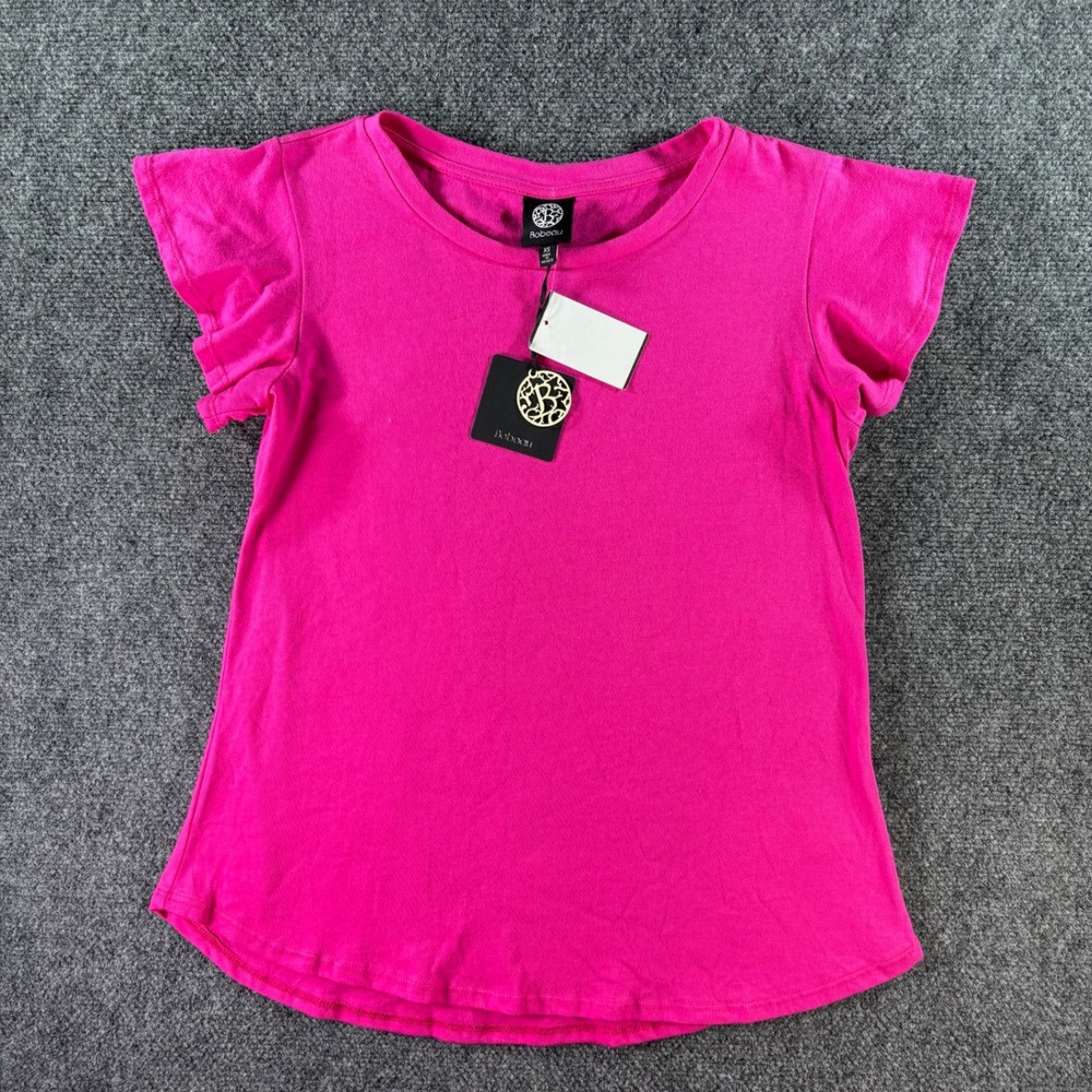 Bobeau Ruffle Sleeve T-Shirt Women XS Pink Cotton Flutter Tee NWT Casual
